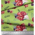thumbnail image 2 of Soimoi Green Rayon Fabric Fig,Pomegranate & Floral Fabric Prints by Yard 56 Inch Wide, 2 of 3