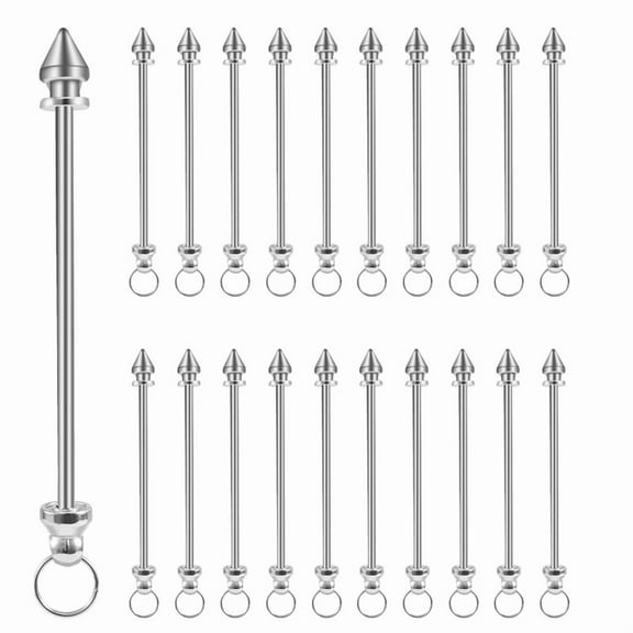 20pcs Beaded Keychains Silver Metal Keychain Making Supplies Beaded Keychains Bulk DIY Project Gift Supplies