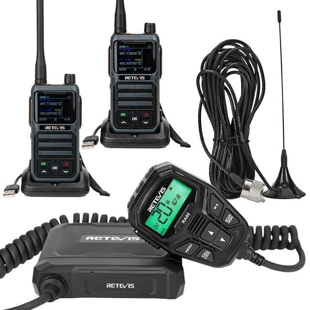 Radio móvil GMRS Retevis RA86 con kit de walkie-talkies RB17P