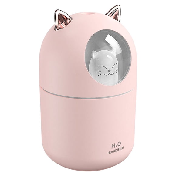 Bewildely Humidificador TureClos Humidificador de dibujos animados para oficina en casa 300 ml Difusor de aroma USB con luz LED Humidificadores Rosado 0205#
