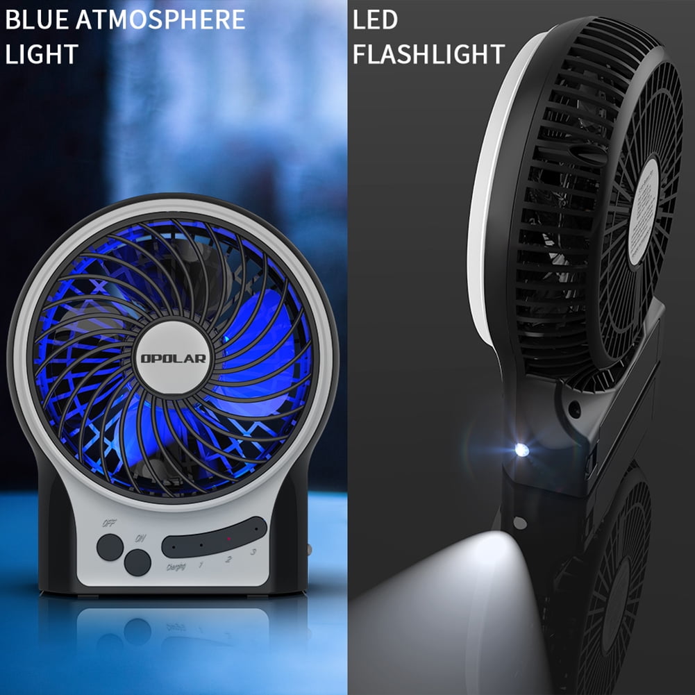 Private Jungle Mini Portable Battery Operated Desk Fan with 3-13 Battery Life,Rechargeable & USB powered Handheld Fan for Desk Beach Camping,3 Speeds,Strong Airflow,Internal Blue Light&Side Flash Ligh Private Jungle Mini Portable Battery Operated Desk Fan with 3-13 Battery Life,Rechargeable & USB powered Handheld Fan for Desk Beach Camping,3 Speeds,Strong Airflow,Internal Blue Light&Side Flash Ligh