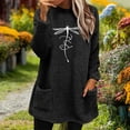 thumbnail image 4 of WXLWZYWL Womens Fuzzy Fleece Pullover Sweatshirt Long Sleeve Crew Neck Loose Fit Tunic Tops with Pockets Fall Winter Warm Tops, 4 of 6
