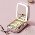 thumbnail image 2 of Multi Functional LED Makeup Mirror with Light Three Color Adjustable Folding Integrated Jewelry Box Cosmetics Storage Box, 2 of 2