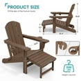 thumbnail image 6 of KINGYES Folding Adjustable Adirondack Chair with Retractable Ottoman & 2 Cup Holders for Patio Garden, Brown, 6 of 8