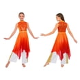 thumbnail image 3 of iiniim Girls Praise Dance Outfit Sequin Worship Asymmetrical Tunic with Wide Leg Pants Liturgical Dress Red 8, 3 of 7