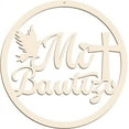 thumbnail image 1 of Letrero de madera "Mi Bautizo", suministros para baby shower, letras de madera, decoraciones para fotomatón, adornos colgantes de pared para baby shower de 11.8 pulgadas, 1 of 9