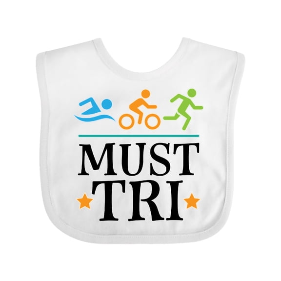Inktastic Triathlon Sports Quote Must Tri Boys or Girls Baby Bib