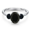 thumbnail image 3 of Gem Stone King 925 Sterling Silver Black Onyx Engagement Ring for Women | 2.44 Cttw | Oval 9X7MM | Gemstone December Birthstone | Size 6, 3 of 6