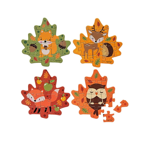 Fun Express Mini Fall Leaf Jigsaw Puzzles - 12 Puzzles