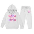 thumbnail image 4 of Girls' Tracksuit - Child Boys Girls Long Sleeve Solid Warm Hoodie Pullover Tops Pants Kids Outfits Sweat Suit (White,12-13 Years), 4 of 4