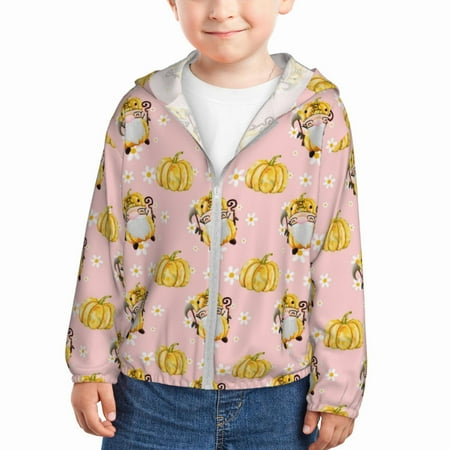 

Qekee Watercolor Gnomes Print UPF 50+ Kids Sun-Protective Hooded Long Sleeve Rash Guard for Fishing Water Beach Sports -2 Years
