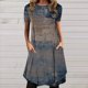 thumbnail image 1 of Puntoco Vestido De Manga Corta Con Cuello Redondo Estampado A La Moda Para Mujer Con Bolsillos Vestido De Cuello Redondo De Manga Corta Gris M,Regalos Para Mujer Joven, 1 of 5