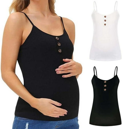 

Tejiojio Maternity/Labor/Nursing Clothing Clearance Pregnant Women Clothes Pure Color Blouse Maternity Sling Top