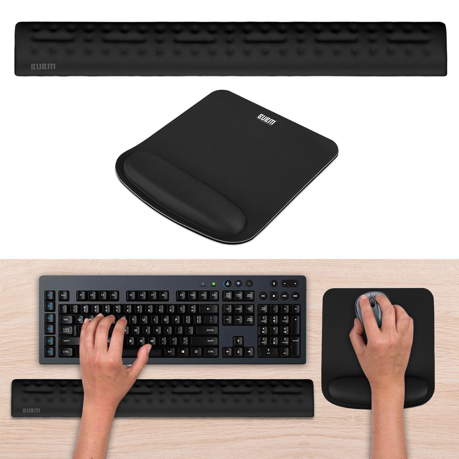 Keyboard Wrist Rest With Mouse Pad Ergonomic Memory Foam Hand Palm Rest