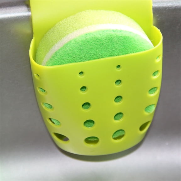 VMWMSSR Sink Caddy Sponge Holder, Durable Reusable Kitchen Sink Soap Holder, Hanging Double Silicone Kitchen Organizer Accessories Rack For Brushes Sponges Green-12X10X9cm