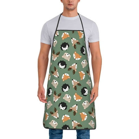 

Wukai Animal Heads Print Aprons Adjustable Bib Aprons Cooking Kitchen Chef Apron for Women and Men