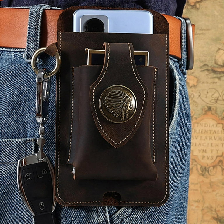 Leather Phone with Belt Clip Sheath Pocket Carrying Pouch Waist Bag coffee