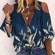 thumbnail image 2 of Camisa sexy de verano para mujer Blusa con hombros descubiertos Blusa con estampado de cremallera de media manga OAVQHLG3B Store  lin121212, 2 of 4