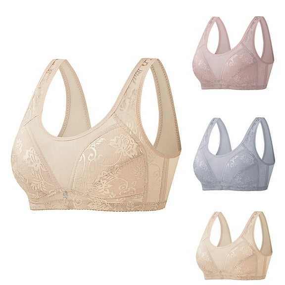 Ahuyic Summer Womens Bras,Plus Size Bras for Women,Middle Aged And Elderly Underwear Women's Large Chest Bra Without Steel Ring Or Sponge Breathable Plus Size Bra