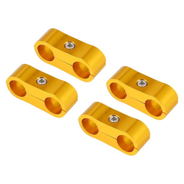 4 Piezas AN4 Coche Manguera Separador Abrazadera para Aceite Gas Freno Línea Dorado Tono