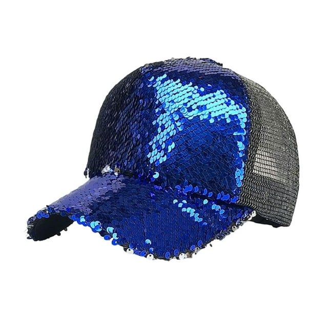 Qarigey Gorras de béisbol ajustables para mujer respirables de la protección solar de la gorra de béisbol de la cola de caballo del Sombreros azul