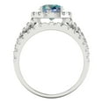 thumbnail image 4 of 1.92 ct Brilliant Round Cut Blue Moissanite 18K White Gold Halo Solitaire with Accents Engagement Bridal Wedding Ring Band Set size 7.75, 4 of 7