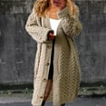 thumbnail image 2 of Mhoxuto Womens Long Cardigan Fall 2024 Chunky Cable Knit Open Front Sweaters Oversized Button Up Coats with Pockets, 2 of 5