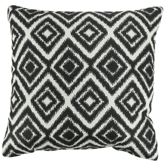 Mainstays Black Cream Ikat Diamond Decorative Throw Pillow, 16" x 16
