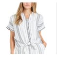 thumbnail image 2 of Charter Club Women's Linen Striped Tie Top White Size X-Lage, 2 of 3