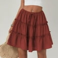 thumbnail image 5 of Ashirexll Mini Skirts for Women, Summer Skirts for Women, Summer Solid Color Mini Skirts Loose and Casual Pleated Elastic Waist Skirt, 5 of 7