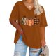 thumbnail image 2 of Camisetas Casuales de las Mujeres con Cuello en V Grande de la Calabaza de Acción de Gracias de Manga Corta, Base de Verano de Color Sólido para el Uso Diario, 2 of 4