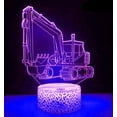 thumbnail image 3 of YSTIAN 3D Excavator Night Light Lamp Illusion 7 Color Changing Touch Switch Table Desk Decoration Lamps Acrylic Flat ABS Base USB Cable Birthday Gift Toys, 3 of 4
