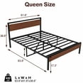 thumbnail image 4 of Queen Bed Frame with Headboard, Queen Metal Platform Bed No Box Srping Needed, Heavy Duty Metal Bed for Adults, Under-bed Storage and Noise Free Design, 440lbs Weight Capacity, Queen Size, 4 of 7