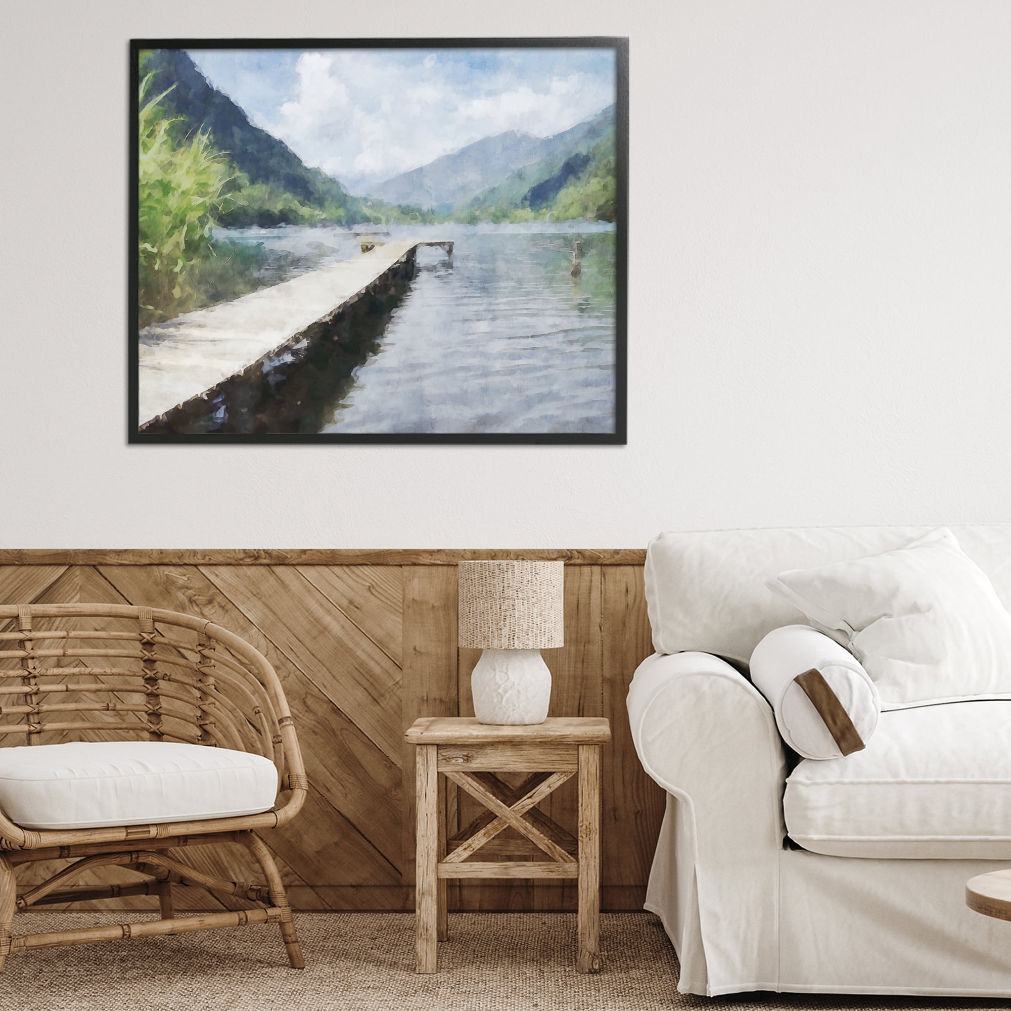 Stupell Industries Dappled Lake Dock Black Framed Giclee Art, design by Kim Curinga