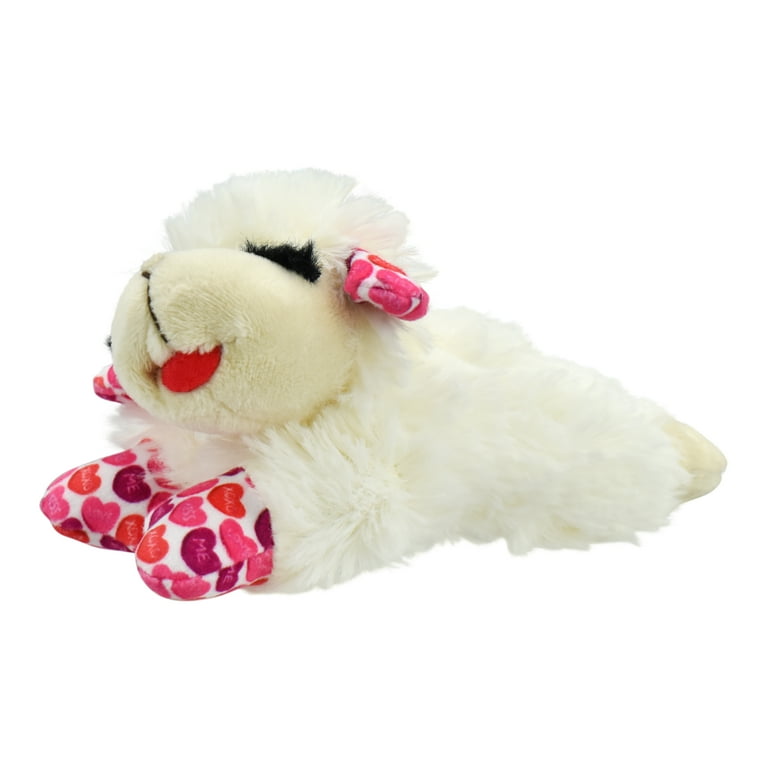Multipet Valentine's Day Plush Lamb Chop Small Dog Toy with Hearts