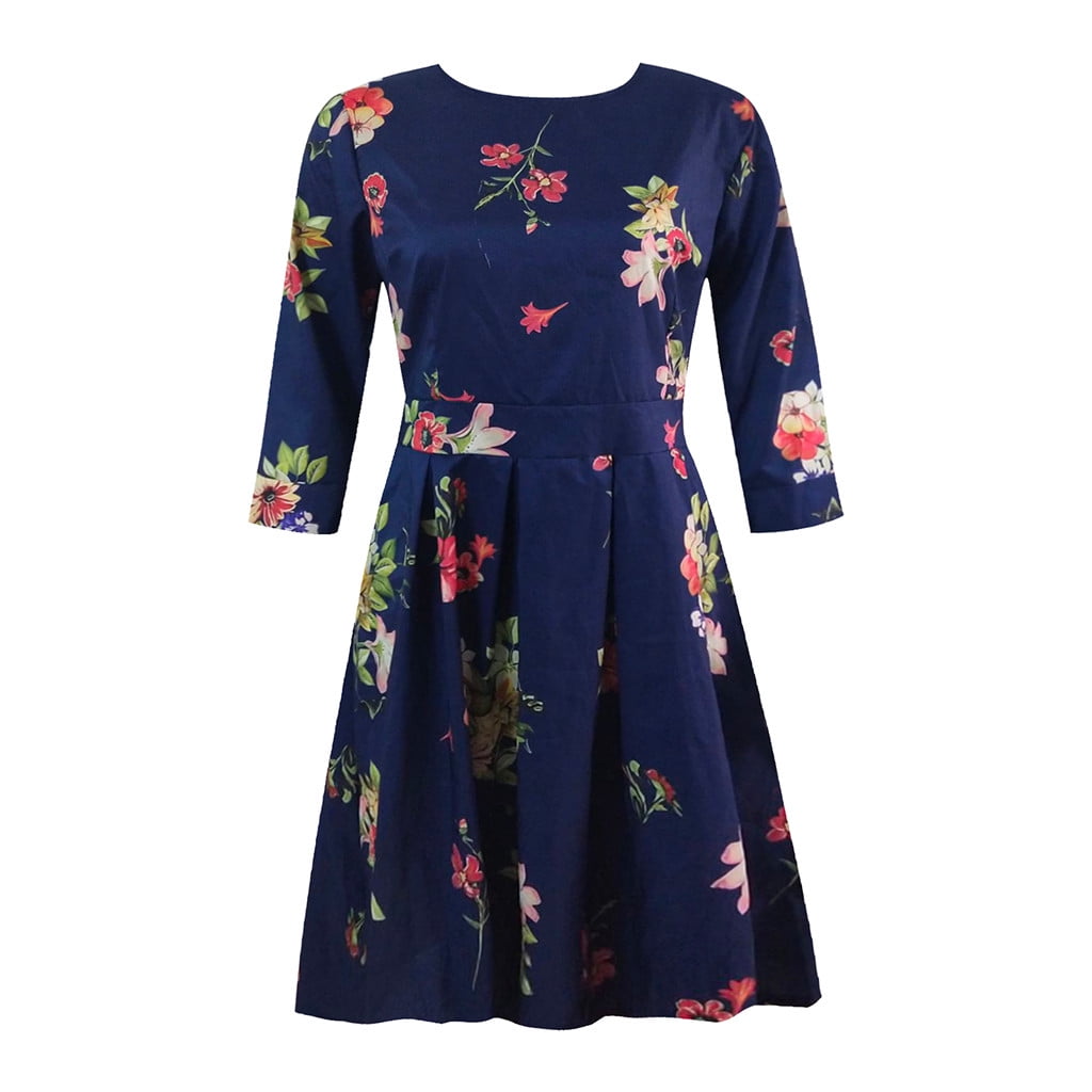 JGGSPWM Women s Floral Print Dresses Casual Regular Fit Spring