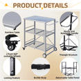 thumbnail image 6 of YODOLLA Foldable Outdoor Grill Cart 3 Tiers Stainless Steel Rolling Cart with Wheels Metal Utility Storage Trolley,Silver, 6 of 13