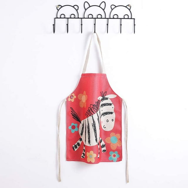 Kids Apron Lovely Cotton and Linen Child Apron, Creative Artist Apron Kitchen Cooking Chef Housekeeping Apron (Zebra)