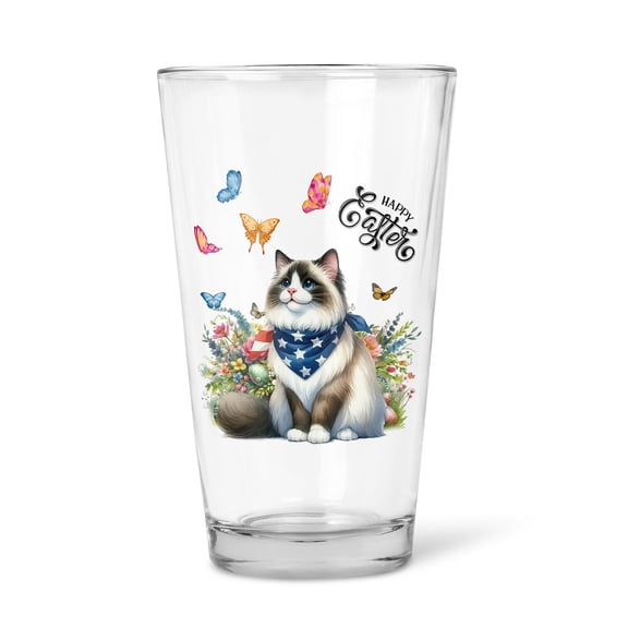 Ragdoll Celebrates Spring and Enjoys a Happy Easter 16oz Pint Beer Glass Mug Cat Lover Kitten Owner Gifts Idea Beer Glasses Cup - 02001