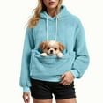 thumbnail image 2 of larppty Hoodie with Dog Pouch, Kangaroo Pouch Hoodies for Women, Soft Warm Pet Carrier Hoodie with Pet Pocket for Carrying Puppy Kitten (Sky Blue, S), 2 of 8