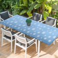 thumbnail image 2 of Christmas Sky Blue Table Cloths for 8 Foot Rectangle Tables, Xmas Snowflakes Winter Minimalist Patio Waterproof Elastic Fitted Tablecloths, Washable Rectangular Table Cover for Camping, 2 of 8
