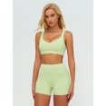 thumbnail image 4 of IBTOM CASTLE Womens Workout Sets Color Block Sports Bra Matching High Waist Shorts 2 Piece Gym Yoga Pilates Outfits Light Green, 4 of 7