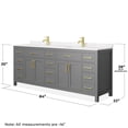thumbnail image 5 of Wyndham Collection Beckett 84" Wood Double Bathroom Vanity in Dark Gray/Gold, 5 of 6