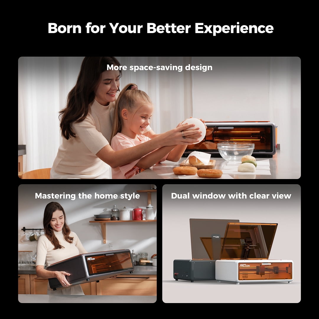 2025 New Creality Falcon A1 Laser Engraver & Cutter Materials Recognition Smart Camera Working Area 305mm*381mm