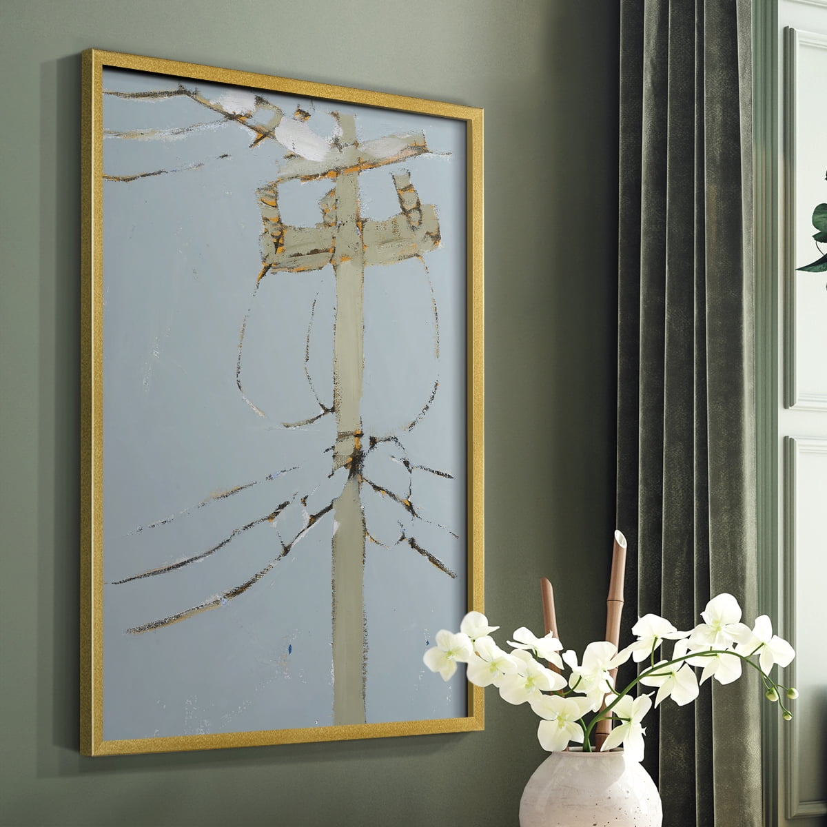 Wires V Framed Print - Solid Wood in Single Picture Frame Solid Wood 2 Framed Print