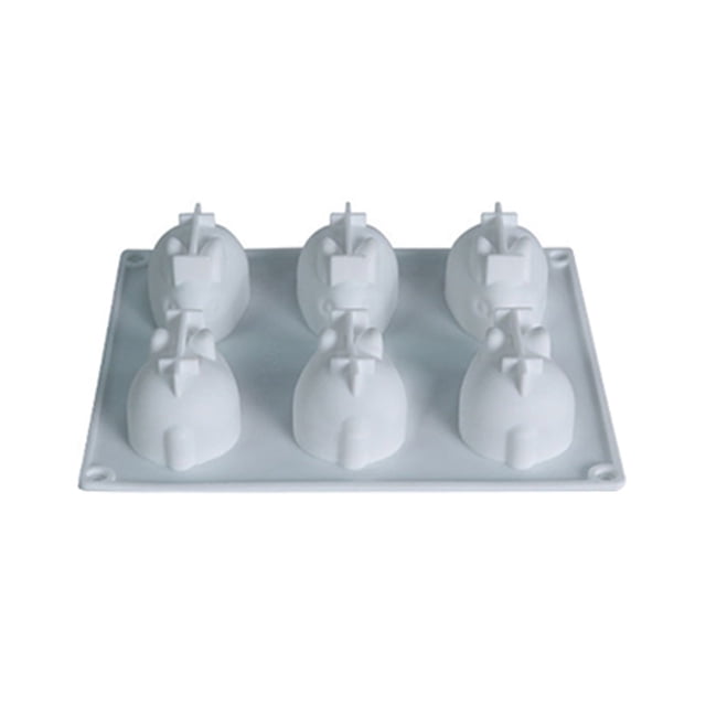 Oleegame 1PC Cookie Mold 6 Hole 3D Rabbit Bowl Cake DIY Silicone Baking Internet Famous Cake Beige