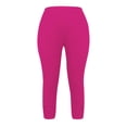 thumbnail image 5 of Capri Leggings for Women Elastic High Waisted 3/4 Length Yoga Pants Summer Soft Lightweight Workout Capris Hot Pink S, 5 of 5