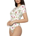 thumbnail image 2 of The Xecao Rose Flowers Women's Crew Neck Body Suit, a short-sleeved bodysuit and basic swimsuit, both comfort and style for dating and daily life, 2 of 9
