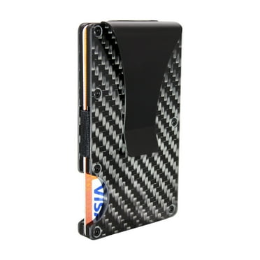 Fenzer Wallet for Men, Mens Minimalist Wallet 9-13 Cards, Slim Compact Wallet with Money Clip & ID Window, RFID Blocking Smart Pop Up Card Wallet, Carbon Fiber Credit Card Holder Bifold Wallet