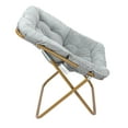 thumbnail image 6 of Emma + Oliver Oversized Faux Fur Folding Saucer Chair for Dorm, Bedroom, Gray Faux Fur/Soft Gold Frame, 6 of 13